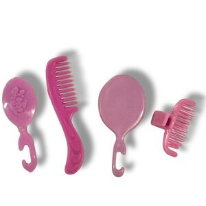 Vintage 80s Mattel Barbie Pink Blue Mirror Comb and Brush Set EUC B-1